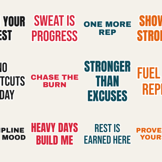 Gym Motivation Sticker Pack — 12 Bold Workout Quotes