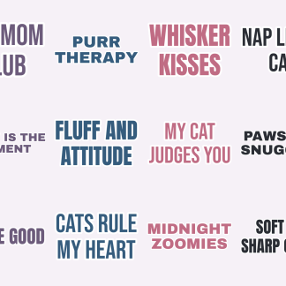 Cat Mom Sticker Pack — 12 Feline Attitude Quotes