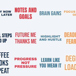 Study Motivation Sticker Pack — 12 Focus Fuel Quotes
