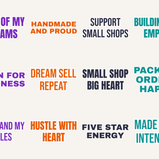 Small Business Sticker Pack — 12 Hustle Heart Quotes