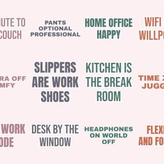 Remote Work Life Sticker Pack — 12 Home Office Quotes